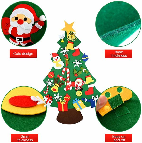 Kids DIY Christmas Tree Wall Decor Detachable Ornaments Holiday Party Gift