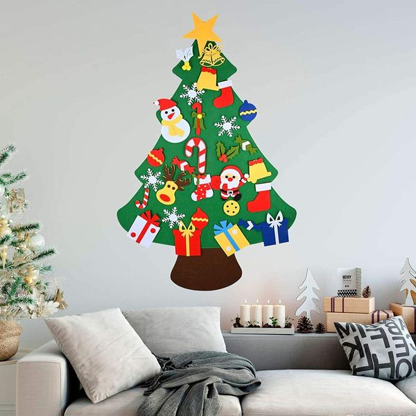 Kids DIY Christmas Tree Wall Decor Detachable Ornaments Holiday Party Gift