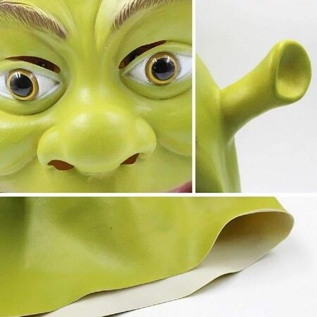 Green Full Head Unisex Latex Mask, Shrek Mask for Cosplay and Costume Parties