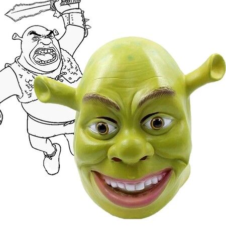 Green Full Head Unisex Latex Mask, Shrek Mask for Cosplay and Costume Parties