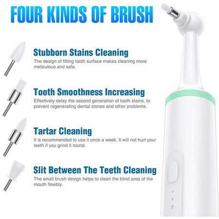 Electric Dog Toothbrush: Tartar and Plaque Cleaner with 4 Brush Heads for Pets