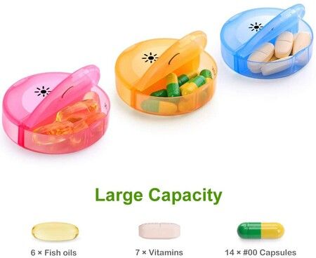 Large Daily Pill Cases Organizer: 7 Day,2 Times a Day for Pills/Vitamin/Fish Oil/Supplements (Rainbow)