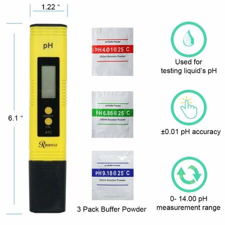 High Accuracy Digital PH Meter with Wide 0.00-14.00PH Range and High Accuracy for Water Quality,Hydroponics,Aquariums,Drinking Water,RO System,Fishpond,Swimming Pool