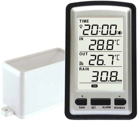 High precision Wireless Electronic Rain Gauge with Thermometer and Humidity Meter,Monitor Rainfall and Weather Conditions