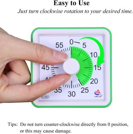 Classrooms and Households 60-Minute Visual Countdown Timer: The Silent Time Management Tool for Students and (Green)