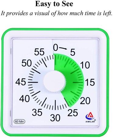 Classrooms and Households 60-Minute Visual Countdown Timer: The Silent Time Management Tool for Students and (Green)