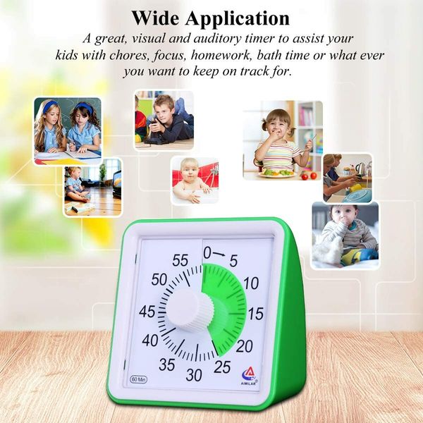 Classrooms and Households 60-Minute Visual Countdown Timer: The Silent Time Management Tool for Students and (Green)