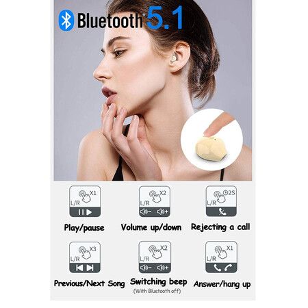 SZHTFX Invisible Wireless Earbuds for Seamless Phone Calls, Music Enjoyment, and Hands-Free Convenience at Home or Work (White)