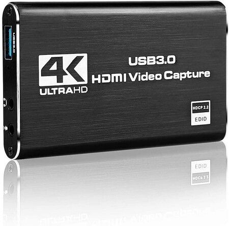 USB 3.0 HDMI 4K Audio/Video Capture Card for Game Recording, Live Streaming, Broadcasting, and Video Conferencing