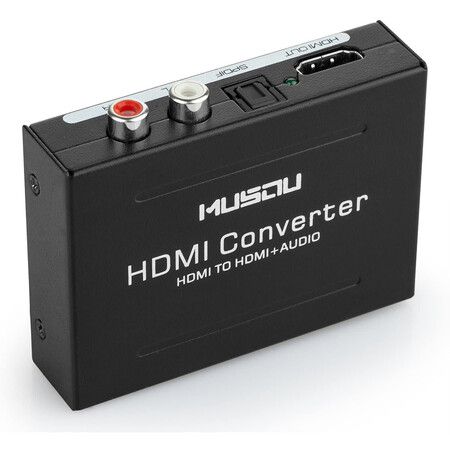 3-in-1 1080P HDMI Audio Extractor HDMI to HDMI + Optical Toslink(SPDIF) + RCA(L/R) Stereo Analog Outputs Video Audio Splitter Converter