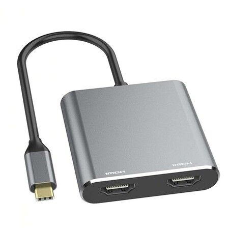 USB-C to Dual HDMI Adapter Connects USB-C device to 2 external HDMI displays Expands your workspace for multitasking & presentations