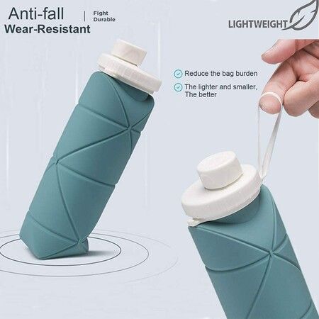 20oz BPA-Free Silicone Travel Water Bottle: Foldable and Leak-Proof Green