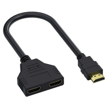 1080P HDMI Splitter Adapter Cable (HDMI Male 1080P to Dual HDMI Female): Connect 1 HDMI Source to 2 TVs