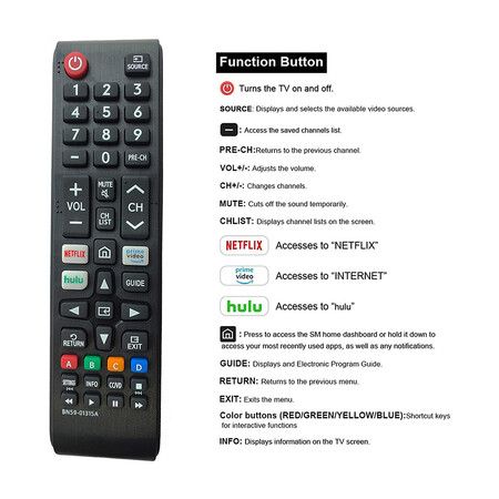 Universal Remote Control for All Samsung LCD, LED, HDTV, and 3D Smart TVs