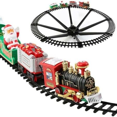 Electric Christmas Train Set: Santa Claus Express Around-the-Tree Train Set