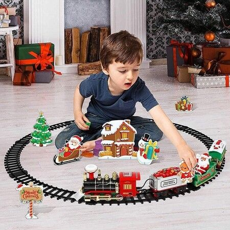 Electric Christmas Train Set: Santa Claus Express Around-the-Tree Train Set