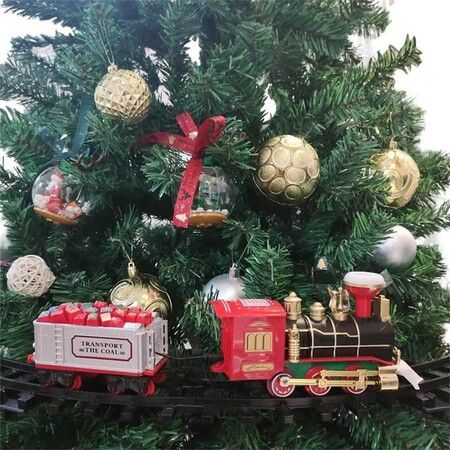 Electric Christmas Train Set: Santa Claus Express Around-the-Tree Train Set