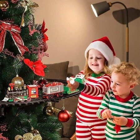 Electric Christmas Train Set: Santa Claus Express Around-the-Tree Train Set