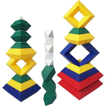 3D Stacking Pyramid Building Toys and Brain Teaser for Kids and (60 Pieces)