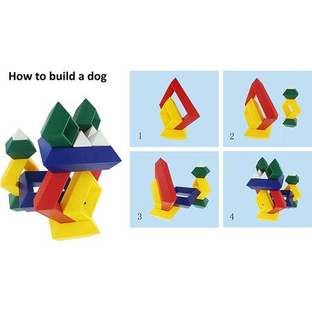 3D Stacking Pyramid Building Toys and Brain Teaser for Kids and (60 Pieces)