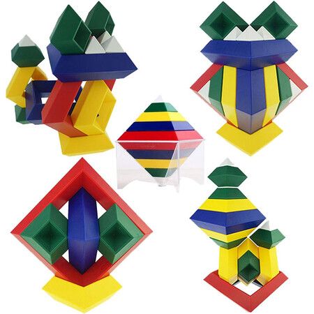 3D Stacking Pyramid Building Toys and Brain Teaser for Kids and (60 Pieces)