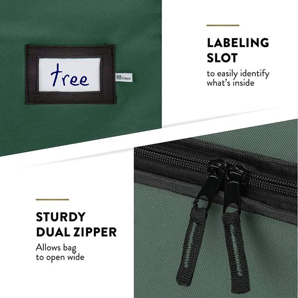 Durable Christmas Tree Storage Bag with Handles and Dual Zipper (165 x 38 x 76 CM Green)