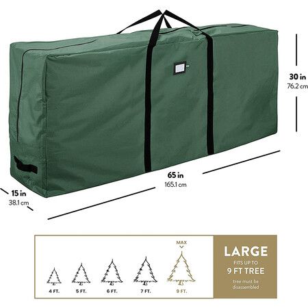 Durable Christmas Tree Storage Bag with Handles and Dual Zipper (165 x 38 x 76 CM Green)