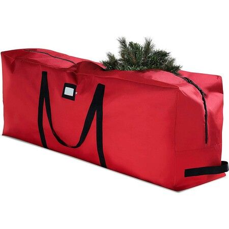 Red Christmas Tree Storage Bag with Durable Handles and Dual Zipper (165 x 38 x 76 CM)