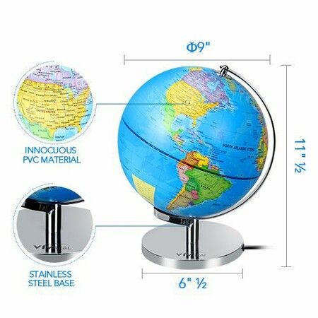 Explore the World: Illuminated 23cm Educational Globe with Stand for Curious Kids