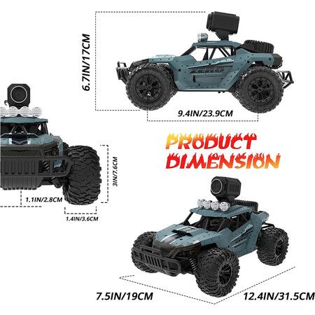 1080P HD FPV Remote Control Car: High-Speed Monster Truck for Off-Road Adventures (1/16 Scale)