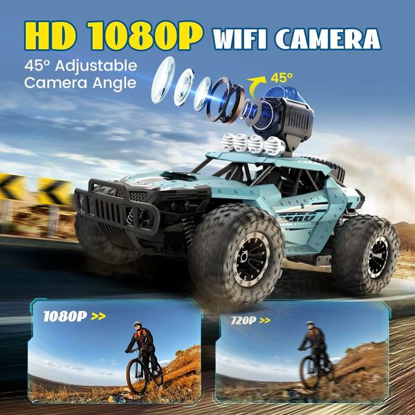 1080P HD FPV Remote Control Car: High-Speed Monster Truck for Off-Road Adventures (1/16 Scale)