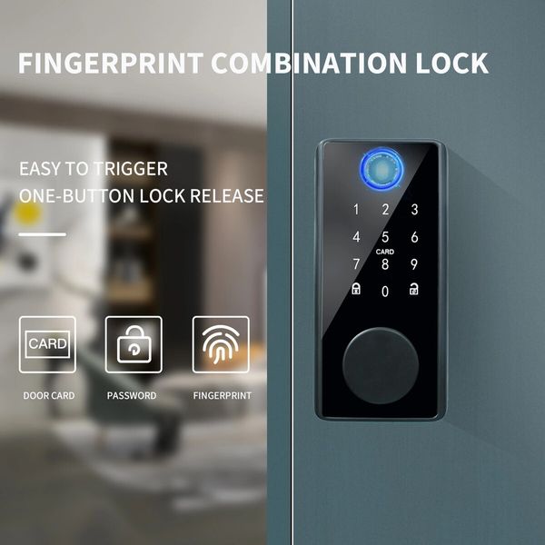 Tuya Electronic Smart Bluetooth Fingerprint Door Lock with Password and APP Remote Unlock