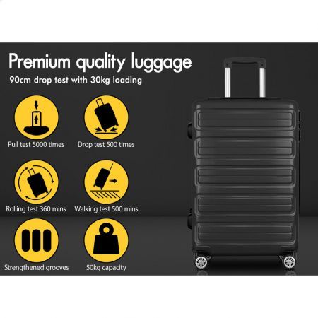 ALFORDSON Luggage 3PCS Set Suitcase Trolley TSA Carry on Hard Case Black