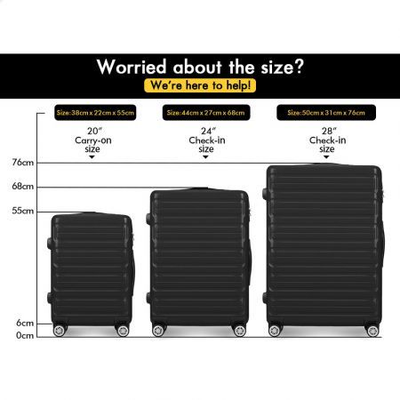 ALFORDSON Luggage 3PCS Set Suitcase Trolley TSA Carry on Hard Case Black