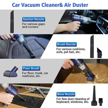 All-in-One Handheld Vacuum Air Duster with Multiple Nozzles,Floor Brush for Car,Home,Office with Ease