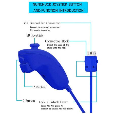 2-Pack Nunchuck Set and Wireless Controller for Wii U Consoles with Silicone Cases and Wrist Straps (Blue)