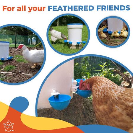 5-Pack Easy-to-install Auto Chicken Water Cups for Poultry - Suitable for Chickens, Ducks, Geese, Turkeys, and Bunnies