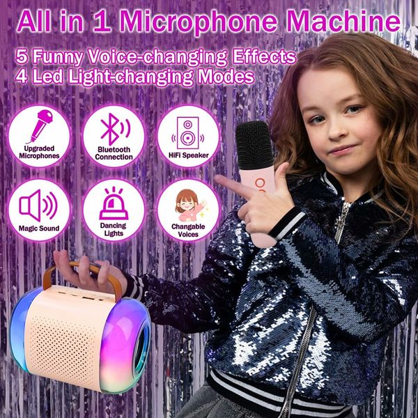 Kids Karaoke Machine with Bluetooth Speaker and Wireless Microphones for Unforgettable Singing Experiences