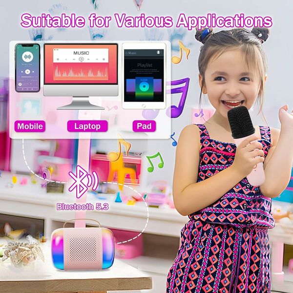 Kids Karaoke Machine with Bluetooth Speaker and Wireless Microphones for Unforgettable Singing Experiences