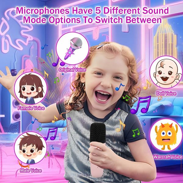 Kids Karaoke Machine with Bluetooth Speaker and Wireless Microphones for Unforgettable Singing Experiences