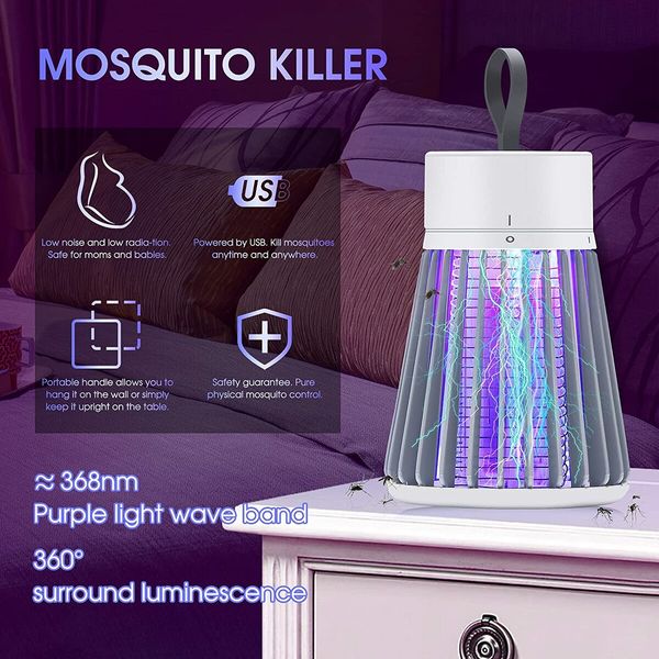 USB LED Purple Light Mosquito Zapper Trap Fly Killer Rechargeable & Portable for Home & Camping Use