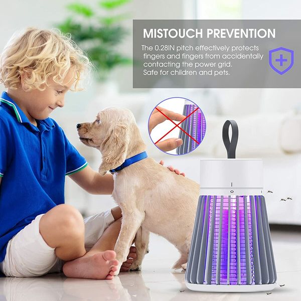 USB LED Purple Light Mosquito Zapper Trap Fly Killer Rechargeable & Portable for Home & Camping Use