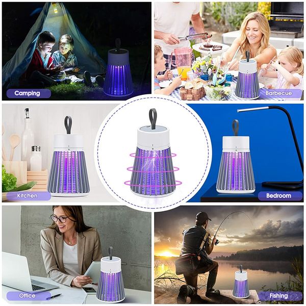 USB LED Purple Light Mosquito Zapper Trap Fly Killer Rechargeable & Portable for Home & Camping Use