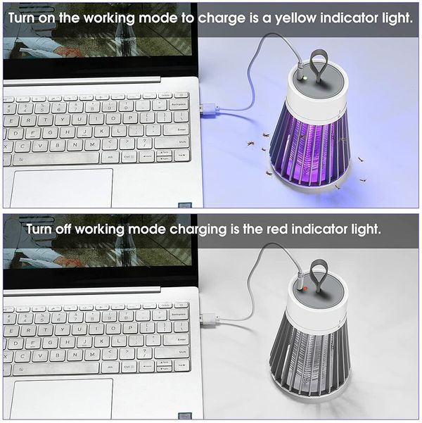 USB LED Purple Light Mosquito Zapper Trap Fly Killer Rechargeable & Portable for Home & Camping Use