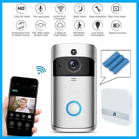 Clear HD Wireless Smart Doorbell Camera with Night Vision and Optional Cloud Storage Subscription