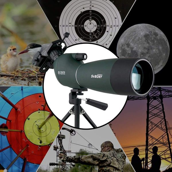 25-75x70 Spotting Scope with Tripod, Phone Adapter: Waterproof, Angled, Compact Scope for Hunting, Birdwatching, and More