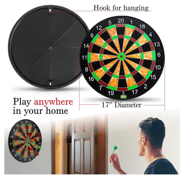 17-Inch Magnetic Dart Board for Indoor Games and Parties (Great gift for all Ages)