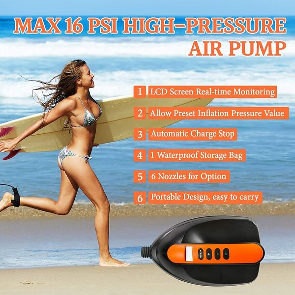 Effortlessly Fast Inflation Digital SUP Air Pump/Electric SUP Inflator Compact & Portable for Stand Up Paddle Board,Inflatable Tent