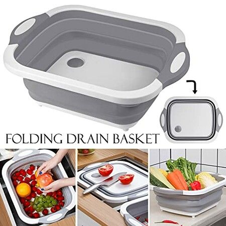 Collapsible  Chopping Basin and Cutting Board: Space-Saving Solution for Camping, Picnics, and Outdoor Activities