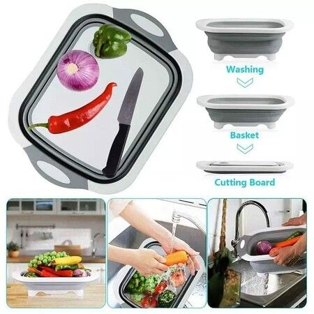 Collapsible  Chopping Basin and Cutting Board: Space-Saving Solution for Camping, Picnics, and Outdoor Activities